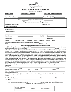 Girl Scouts Event Registration Form