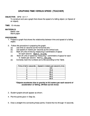 Graphing Time Versus Speed Worksheet