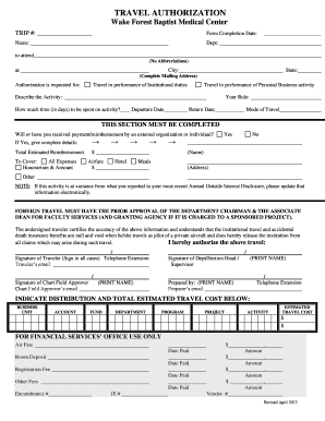Wake Forest Baptist Health Medical Records Authorization Form