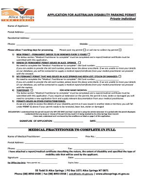 Australian Disability Parking Permit Application