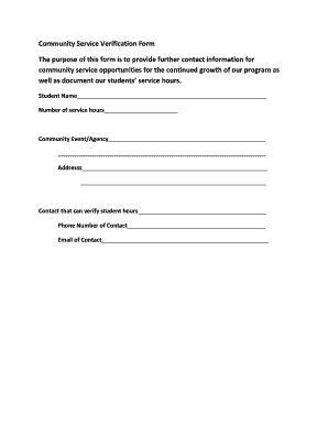 Community Service Verification Form