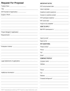 Request for Proposal Template