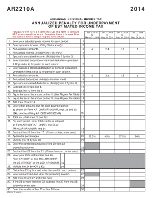 Arkansas Individual Income Tax Annualized Penalty Form