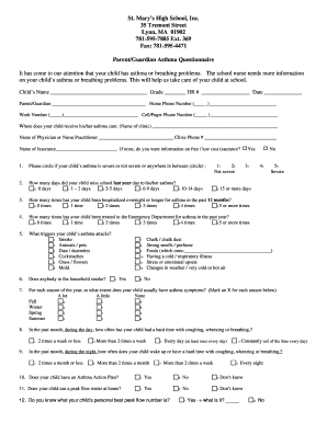 Parent Guardian Asthma Questionnaire