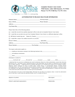 Authorization to Release Healthcare Information