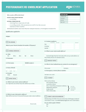 Postgraduate Re-enrolment Application