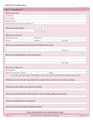 New Zealand International Student Complaint Form