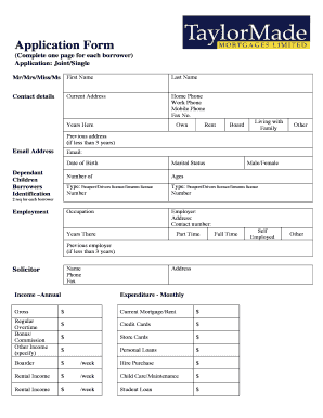 Mortgage Application Form