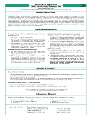 Case Western Reserve University Financial Aid Application