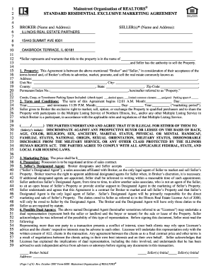 Standard Residential Exclusive Marketing Agreement