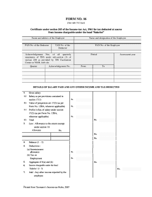 Form 16 Certificate for Tax Deducted at Source