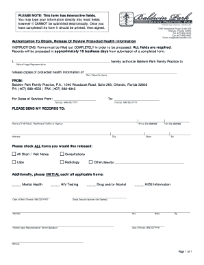 Authorization To Obtain Protected Health Information