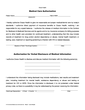Medical Care Authorization Form