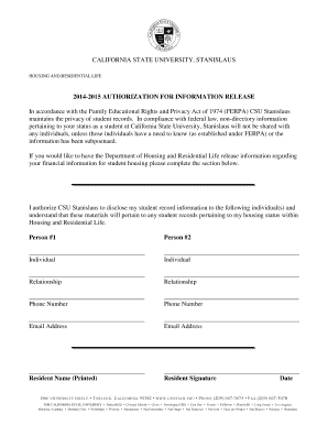 California State University Authorization for Information Release