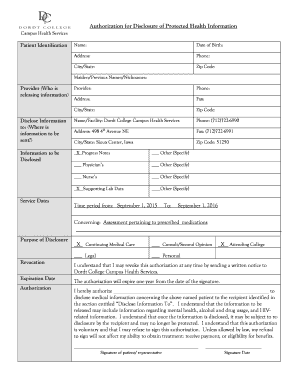 Authorization for Disclosure of Protected Health Information