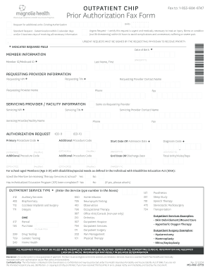 Outpatient CHIP Prior Authorization Fax Form