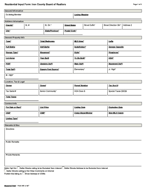 Residential Input Form
