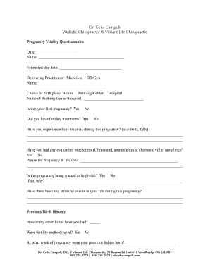 Pregnancy Vitality Questionnaire