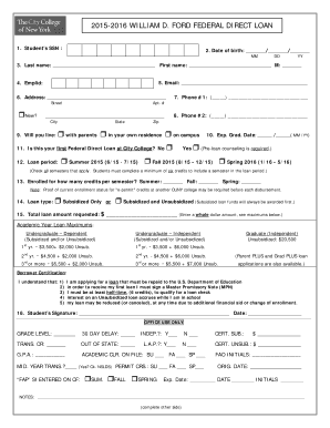 2015-2016 Federal Direct Loan Application