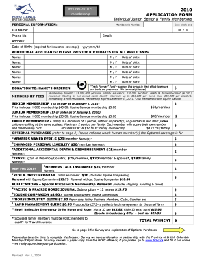 Horse Council BC Membership Application Form
