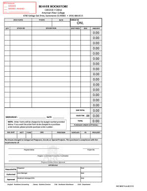 American River College Order Form