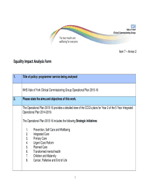 Equality Impact Analysis Form - Vale of York CCG - valeofyorkccg nhs