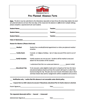 Seattle School District Pre-Planned Absence Form