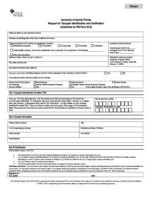 University of Central Florida W-9 Form
