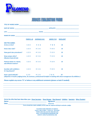 Horse Show Judge Evaluation Form
