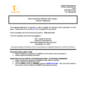 Provider Enrollment Form for Electronic Claim Submission