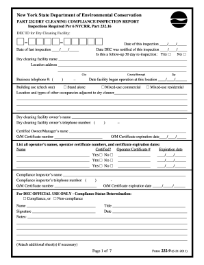 New York Dry Cleaning Compliance Inspection Report