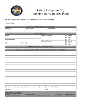 California City Administrative Review Form