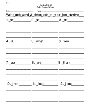 Spelling Unit 4-3 Worksheet
