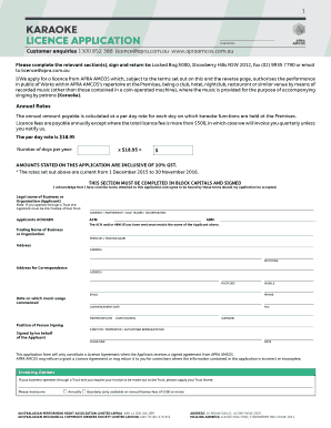 Karaoke Licence Application
