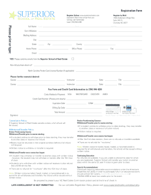 Superior School of Real Estate Registration Form