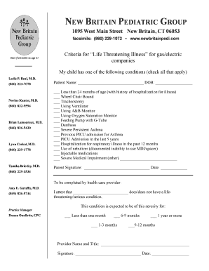 Life Threatening Illness Certification Form