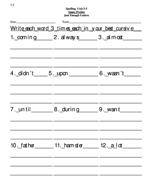 Spelling Practice Worksheet