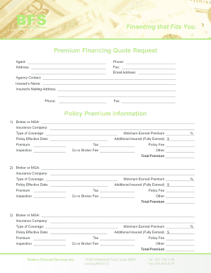 Premium Financing Quote Request Form