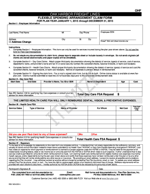 Oak Harbor Freight Lines Flexible Spending Arrangement Claim Form