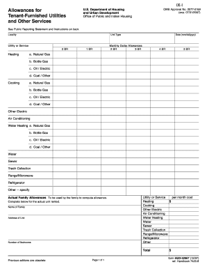 HUD-52667 Tenant-Furnished Utilities Allowance Form