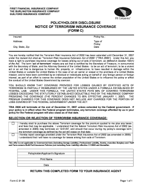 Terrorism Insurance Coverage Notice Form