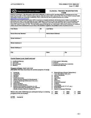 VHA Clinical Trainee Registration Form