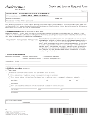 Charles Schwab Check and Journal Request Form