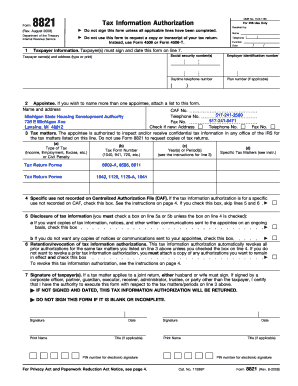 IRS Form 8821 Tax Information Authorization