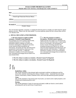 SC 5-9-03 Evaluation or Reevaluation Notice