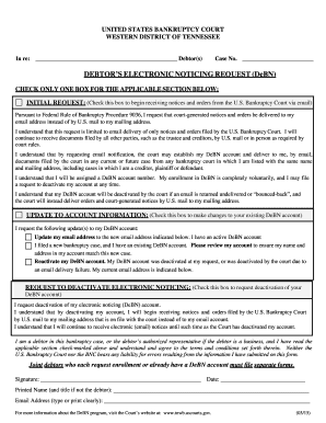 Debtor's Electronic Noticing Request Form