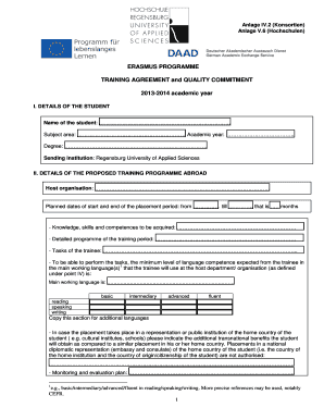Erasmus Training Agreement and Quality Commitment