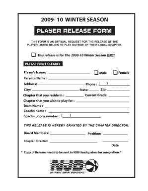 Player Release Form