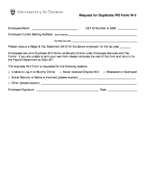 Request for Duplicate IRS Form W-2
