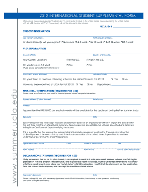 2012 International Student Supplemental Form